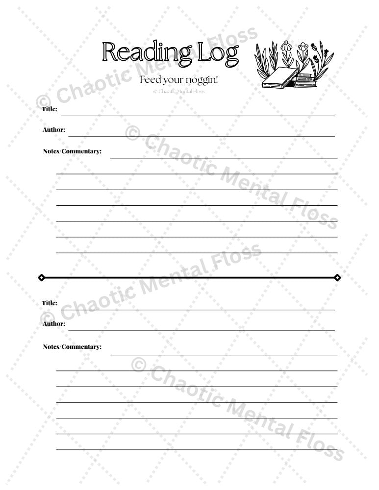 Printable Reading Log Pack (IV)