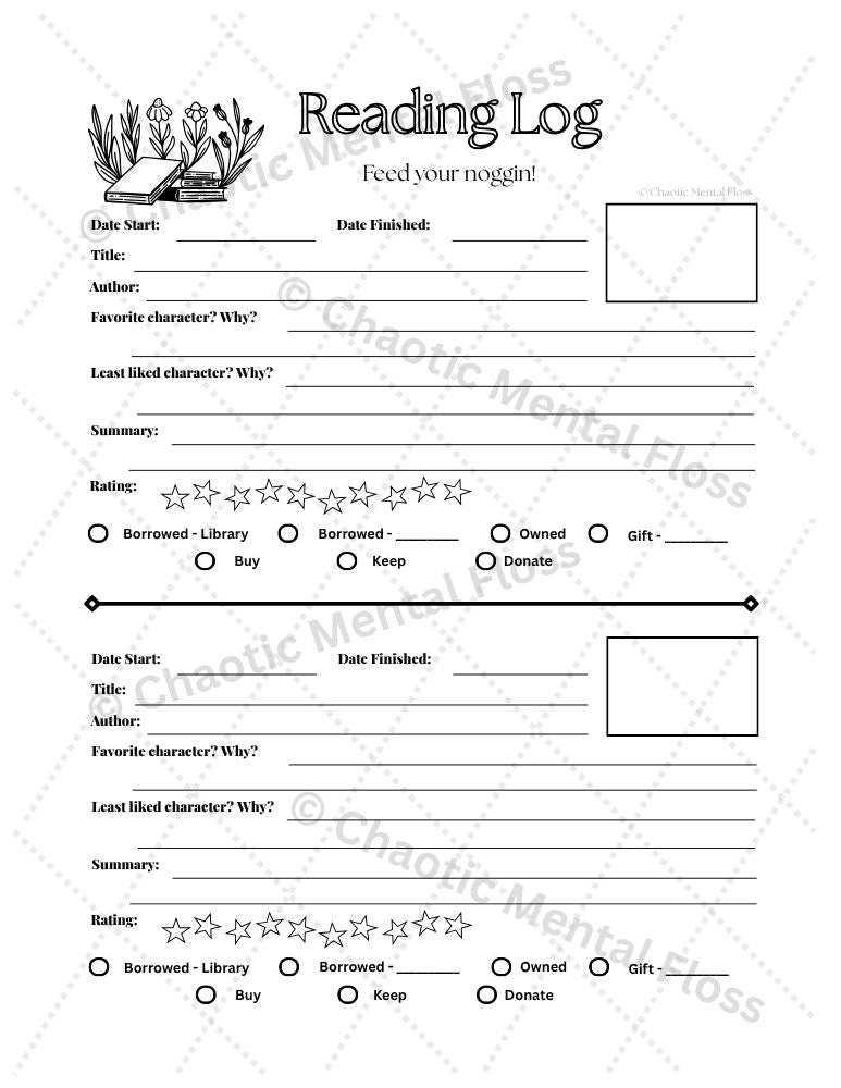 Printable Reading Log Pack (III)