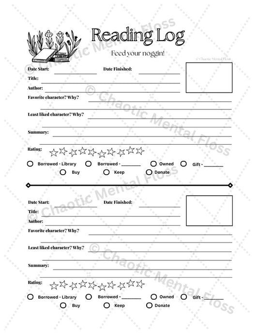 Printable Reading Log Pack (III)
