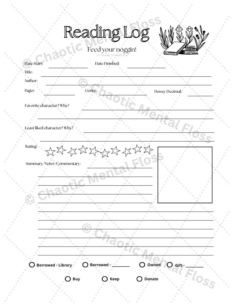 Printable Reading Log Pack (VI)